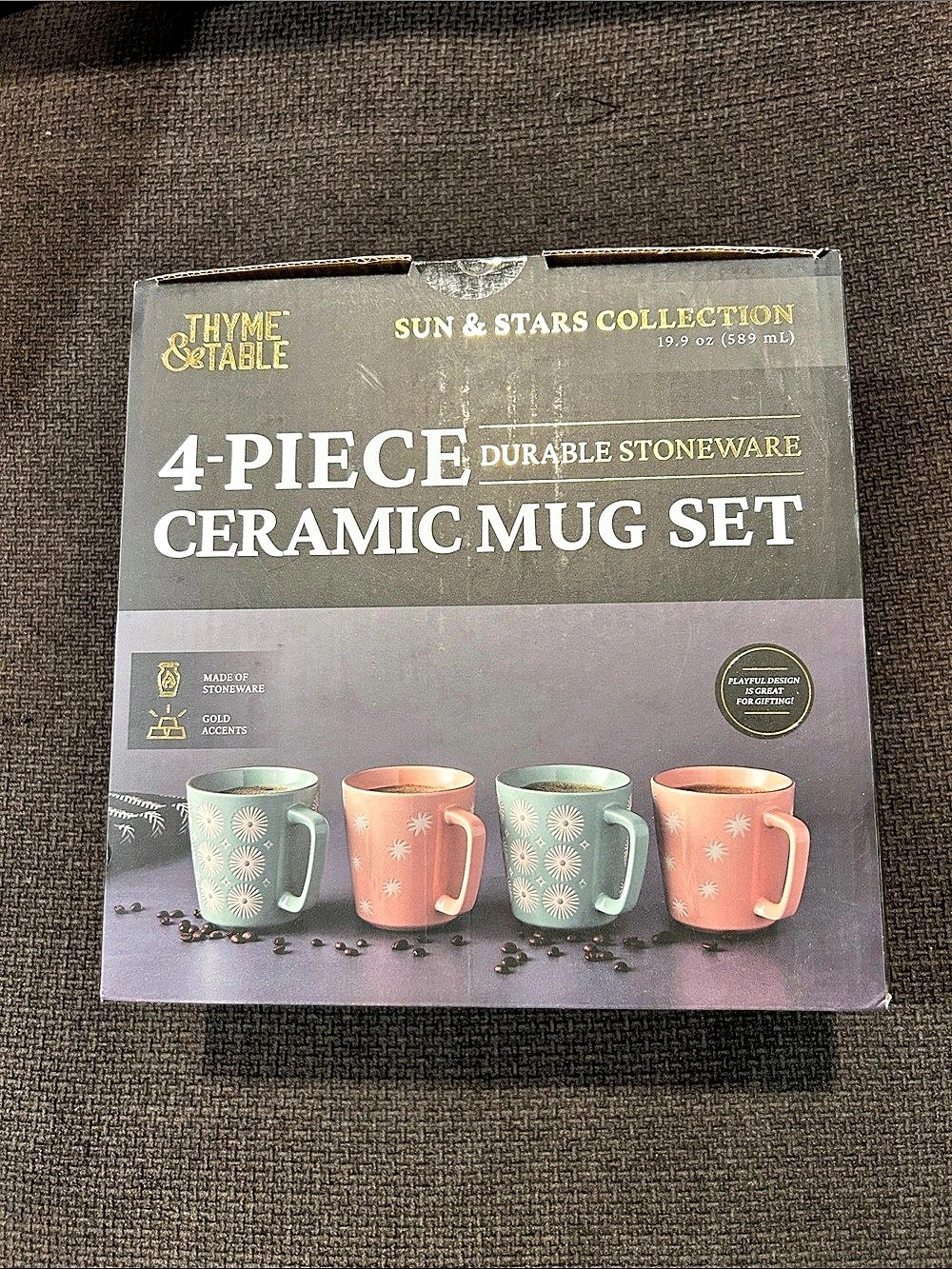 Thyme & Table Sun & Stars Collection 4-Piece Ceramic Mug Set 4-Piece Ceramic Mug